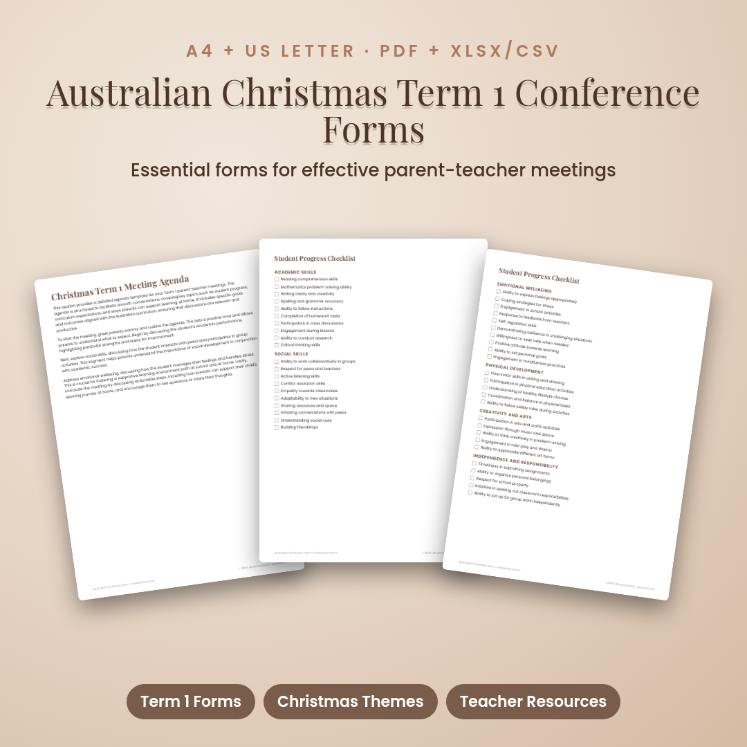 Australian Christmas Term 1 Conference Forms