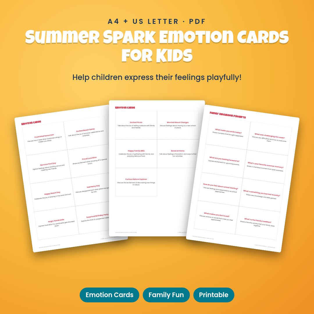 Summer Spark Emotion Cards for Kids