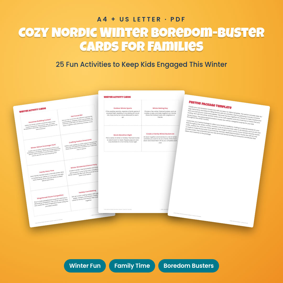 Cozy Nordic Winter Boredom-Buster Cards for Families