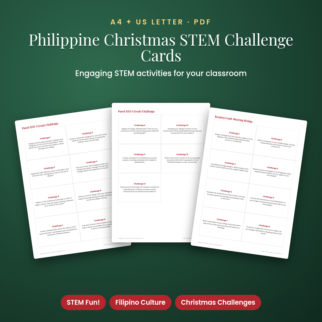 Philippine Christmas STEM Challenge Cards