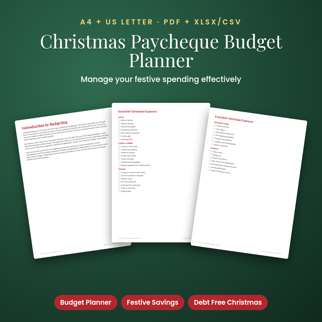 Christmas Paycheque Budget Planner