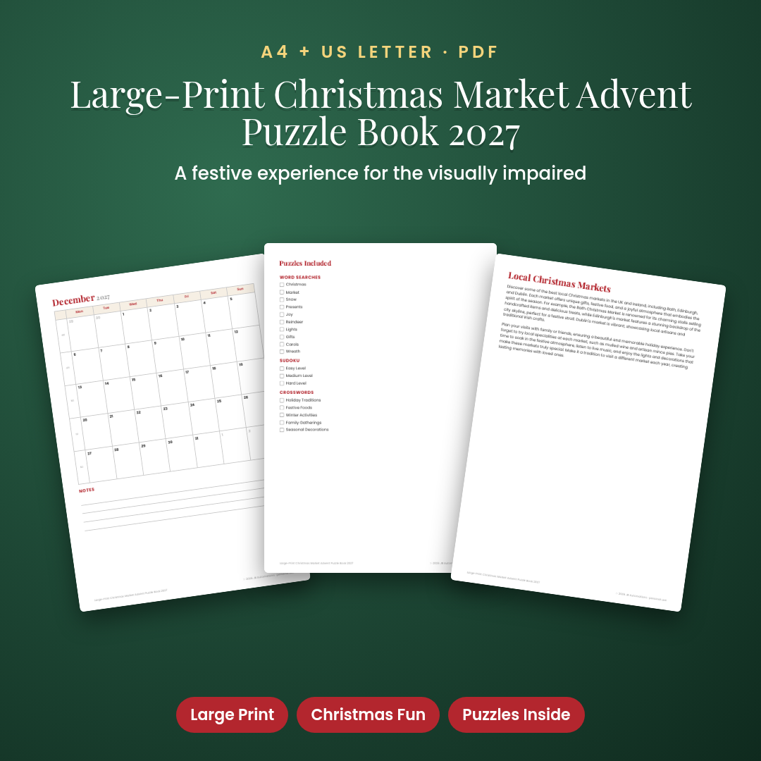 Large-Print Christmas Market Advent Puzzle Book 2027