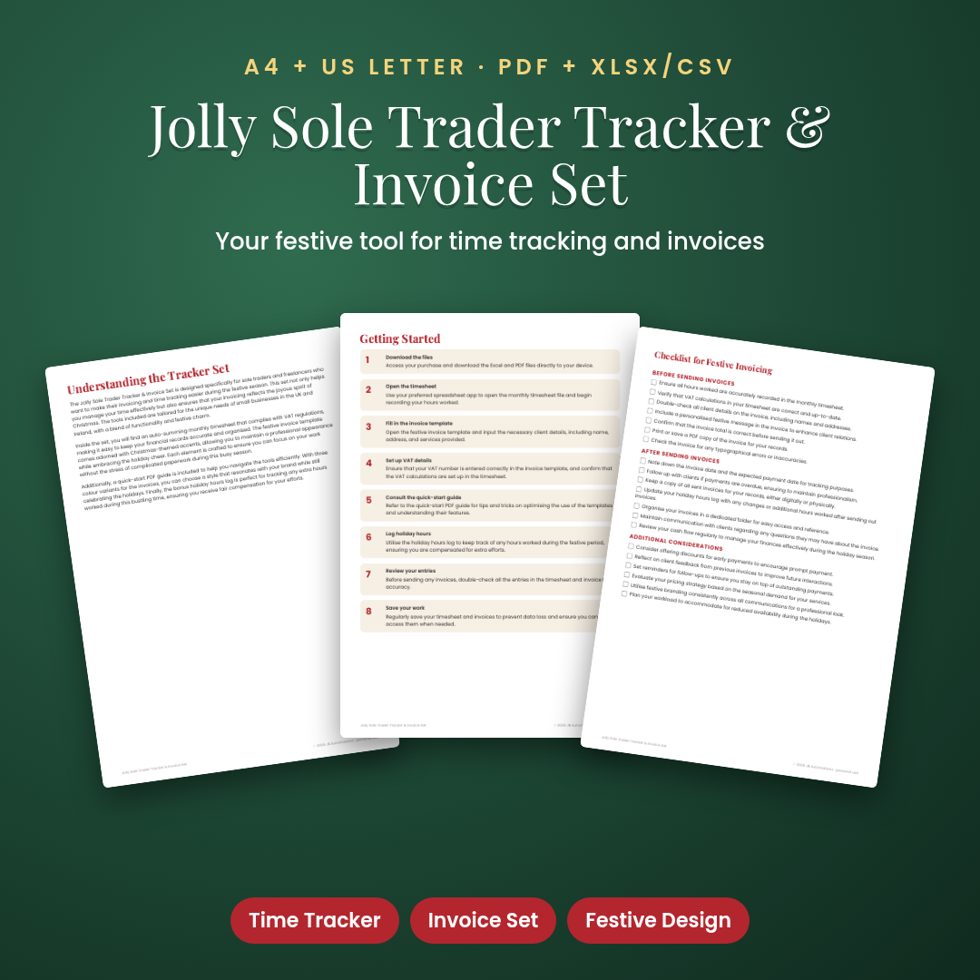 Jolly Sole Trader Tracker & Invoice Set