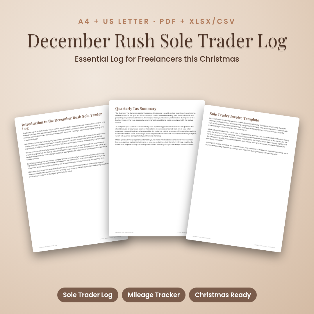 December Rush Sole Trader Log