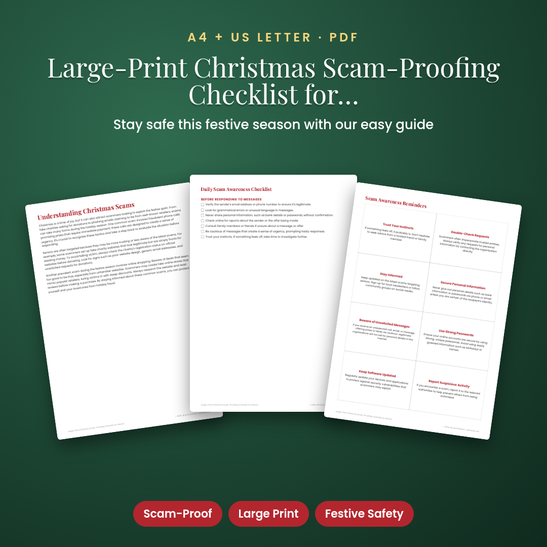 Large-Print Christmas Scam-Proofing Checklist for Seniors