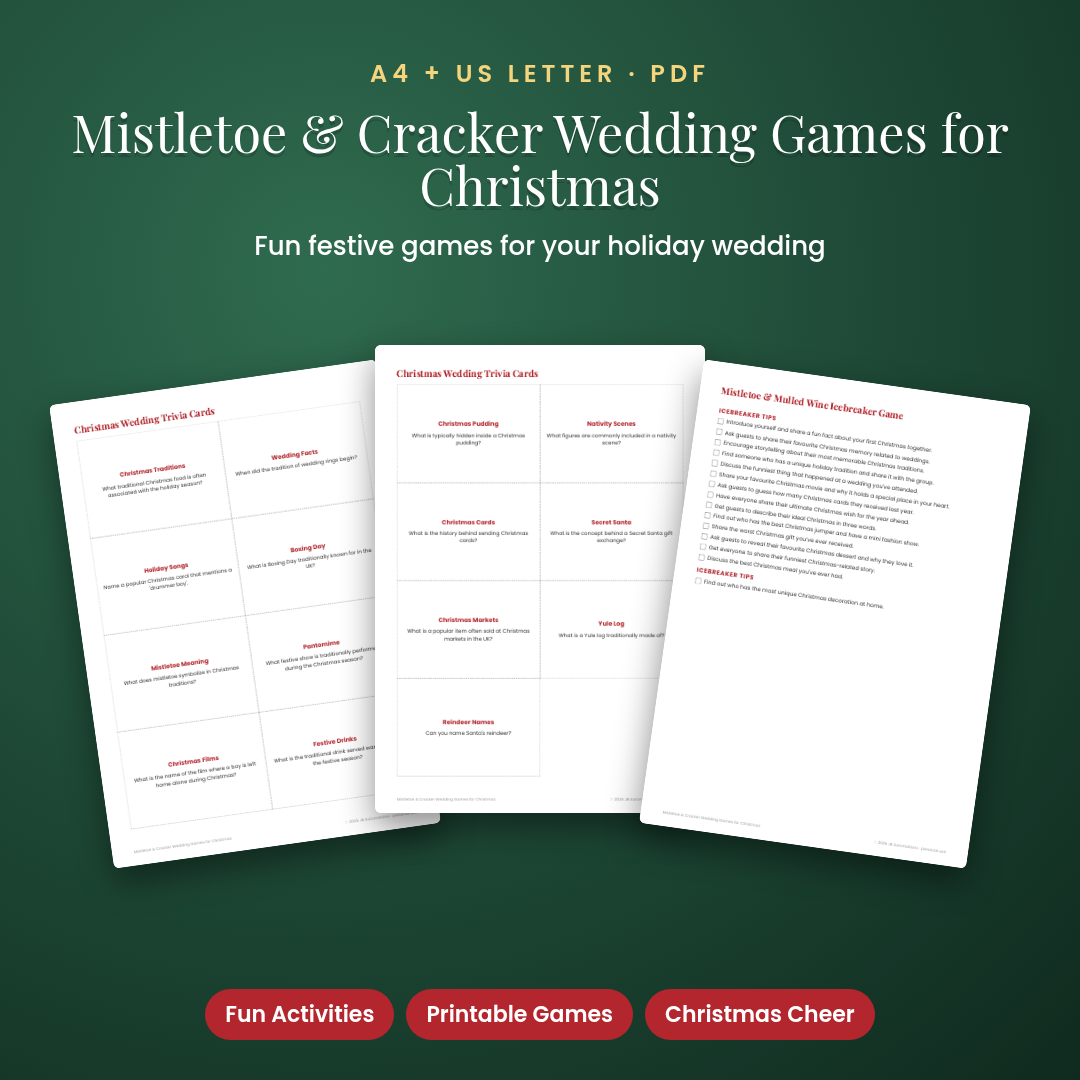 Mistletoe & Cracker Wedding Games for Christmas