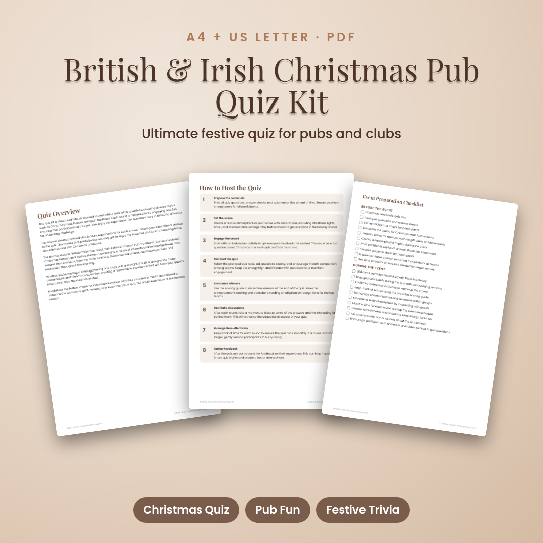 British & Irish Christmas Pub Quiz Kit