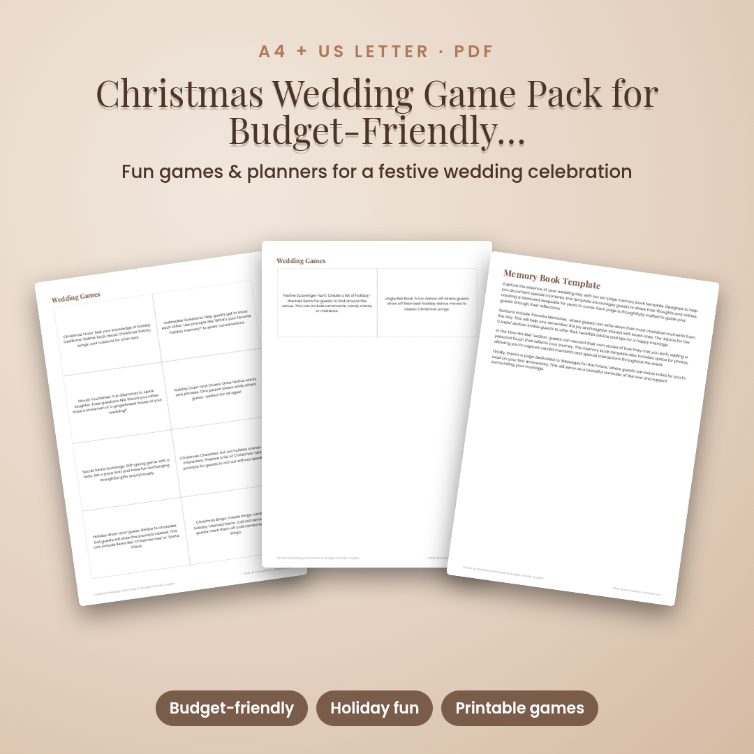 Christmas Wedding Game Pack for Budget-Friendly Couples