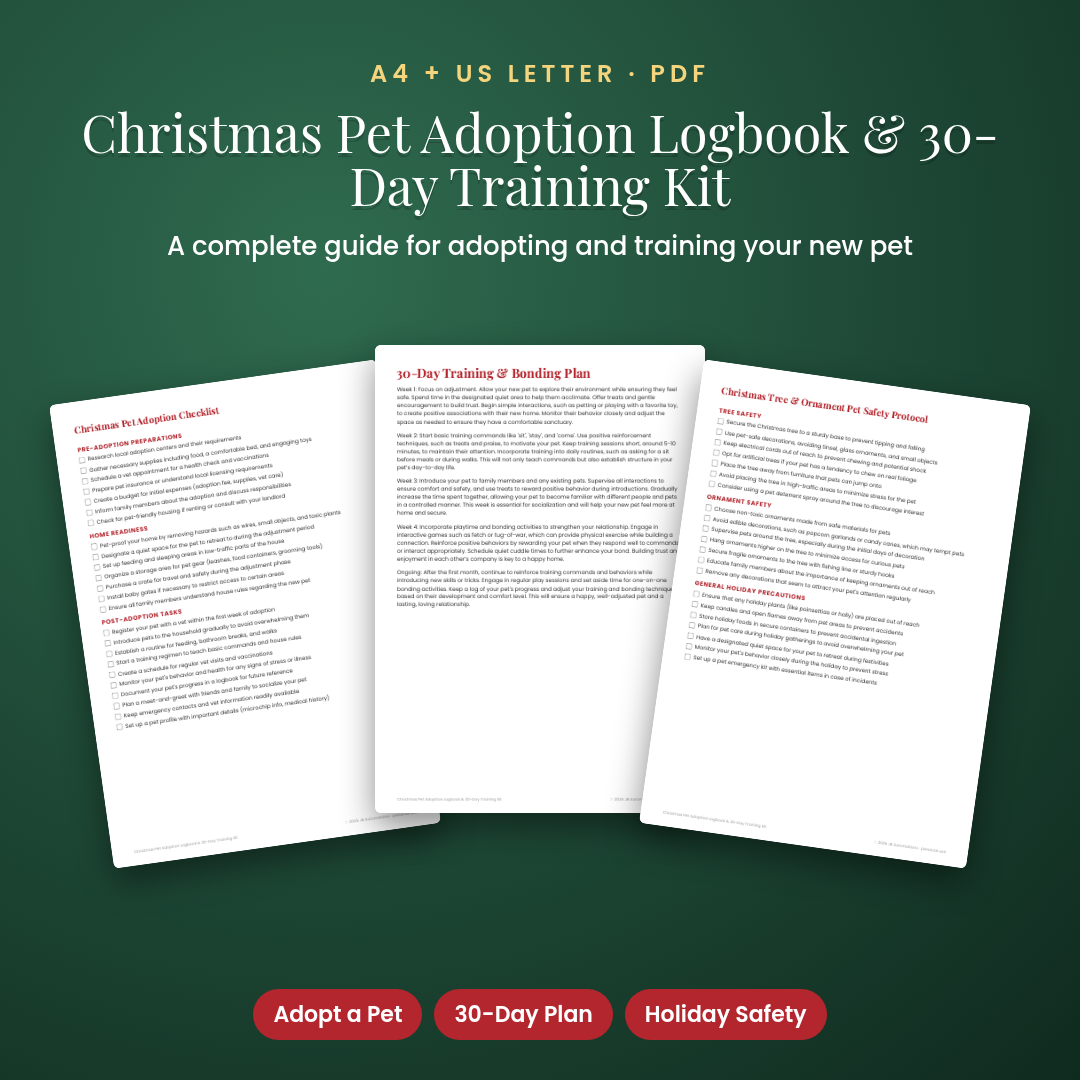 Christmas Pet Adoption Logbook & 30-Day Training Kit