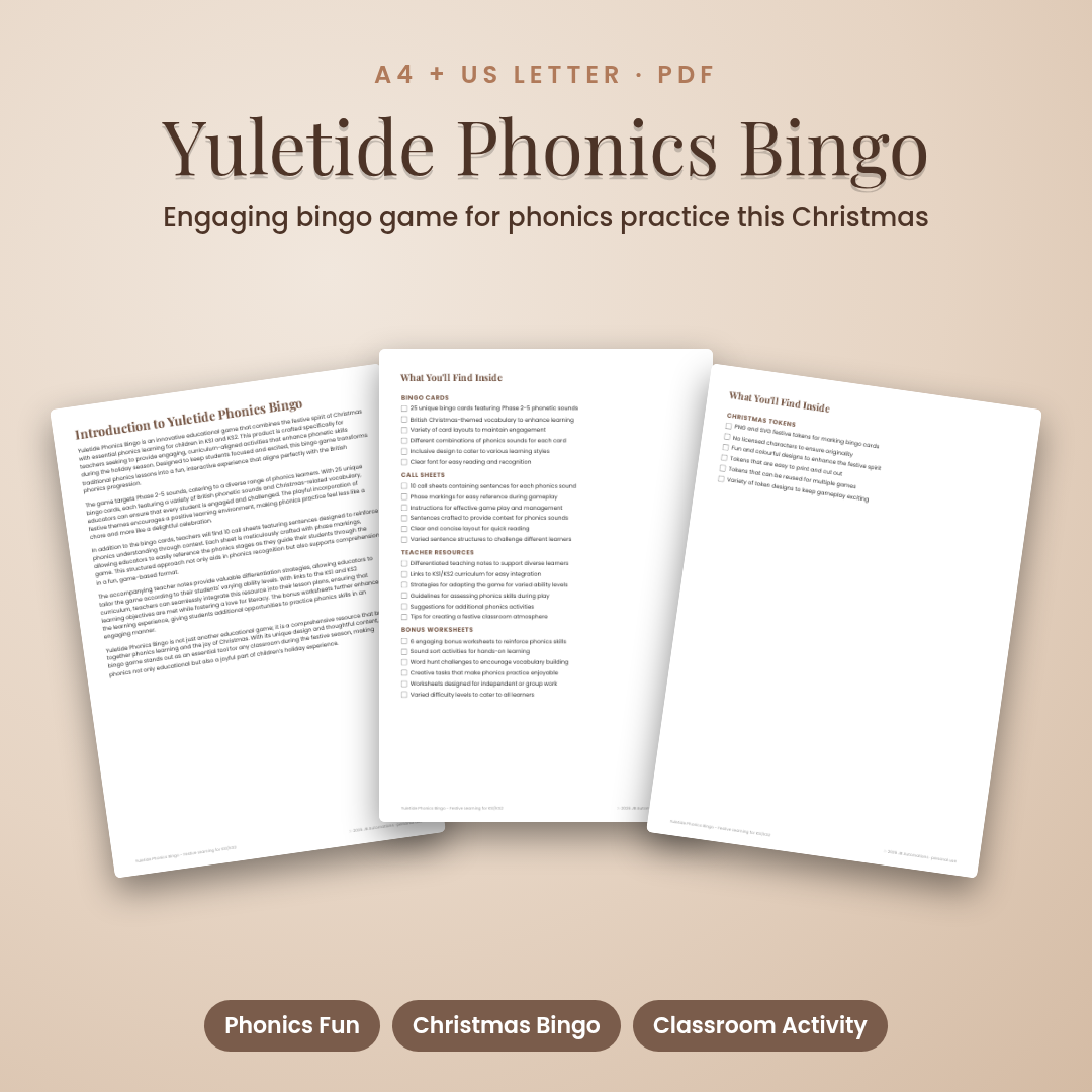 Yuletide Phonics Bingo - Festive Learning for KS1/KS2