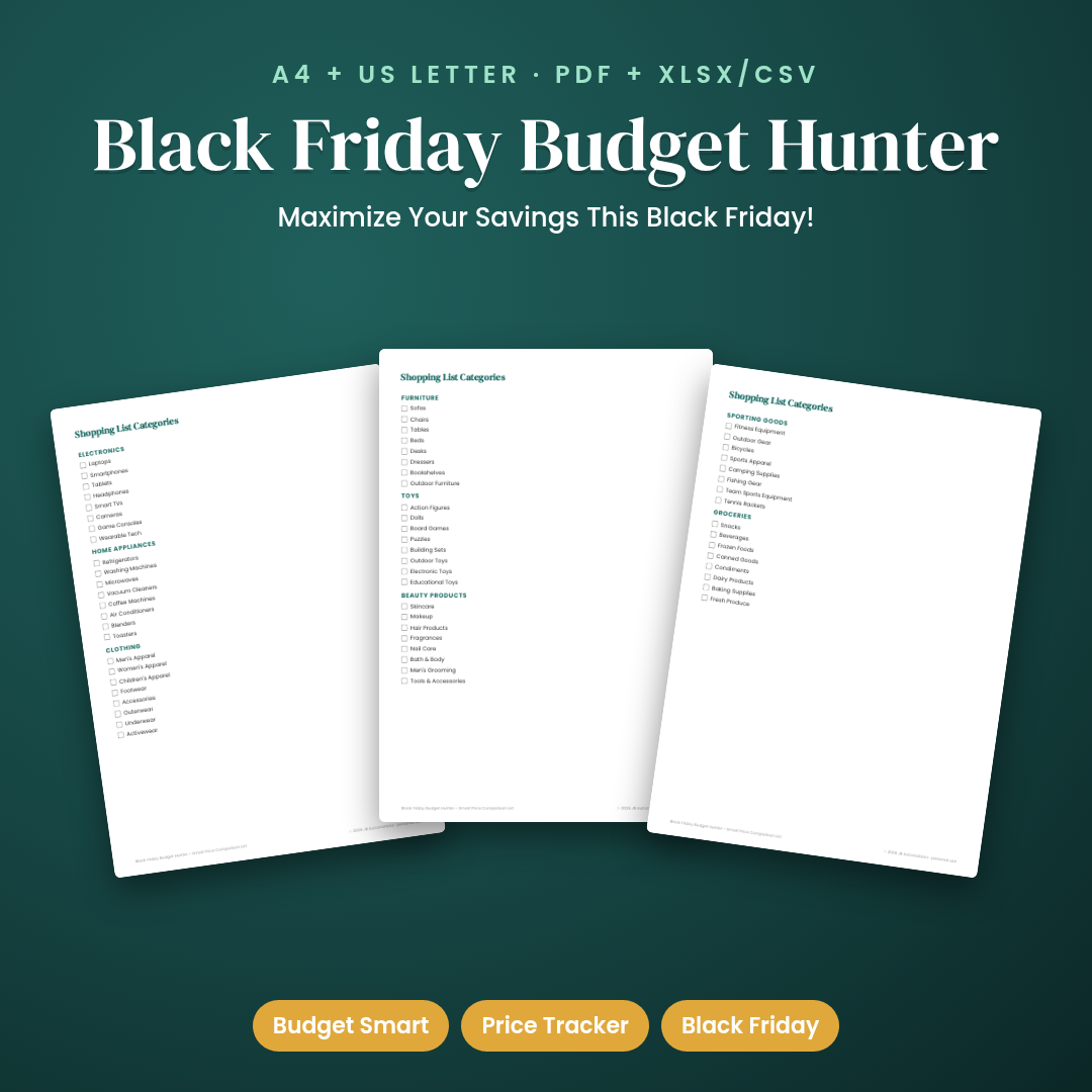 Black Friday Budget Hunter – Smart Price Comparison List