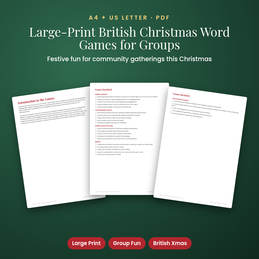 Large-Print British Christmas Word Games for Groups