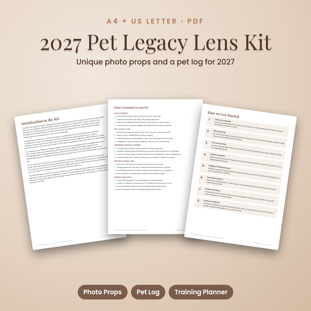 2027 Pet Legacy Lens Kit – Pet Log & Training Prop Printables