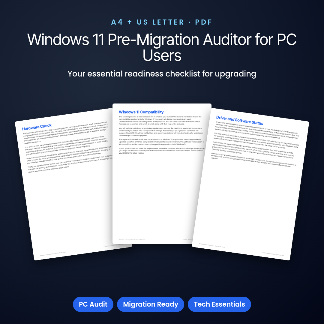Windows 11 Pre-Migration Auditor for PC Users