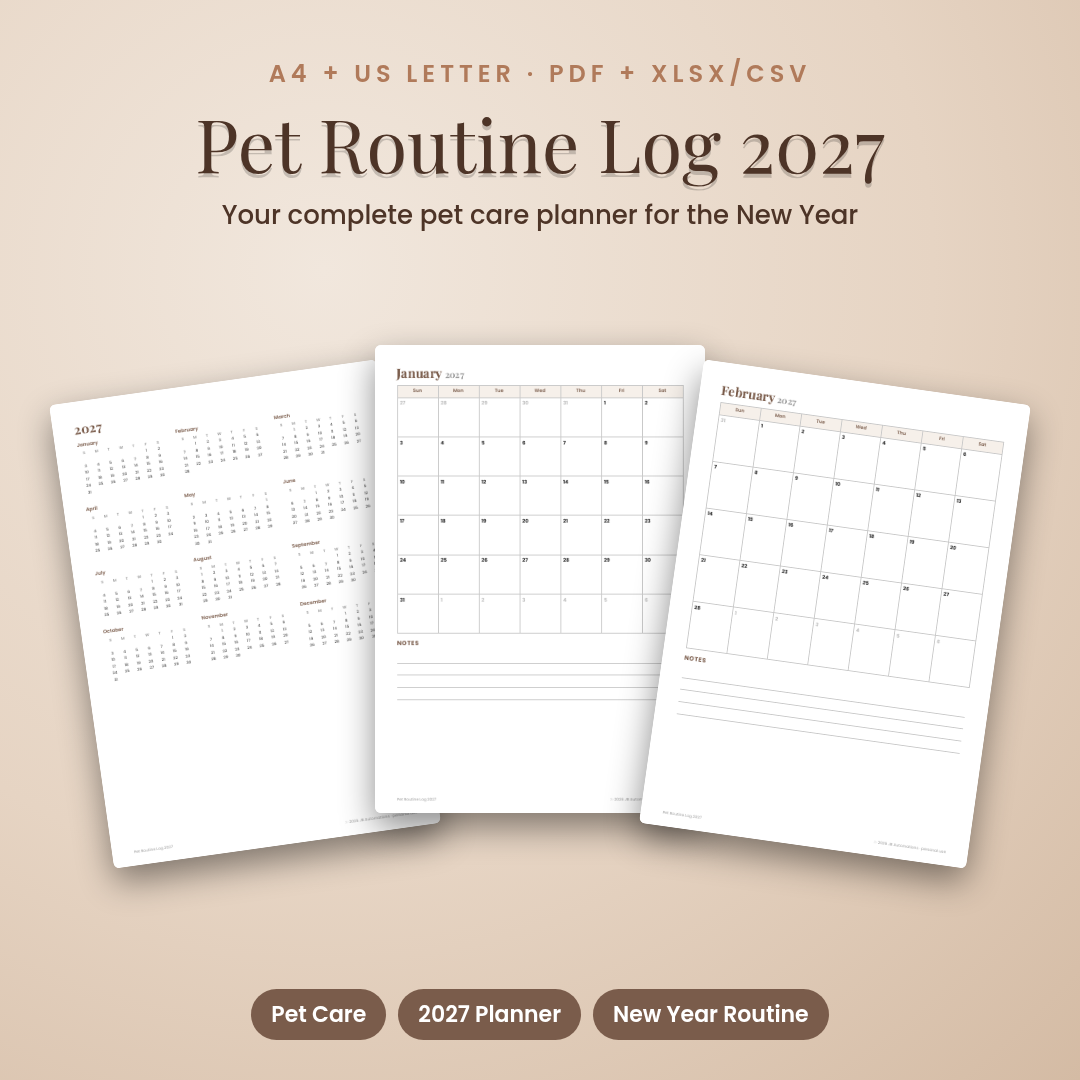 Pet Routine Log 2027