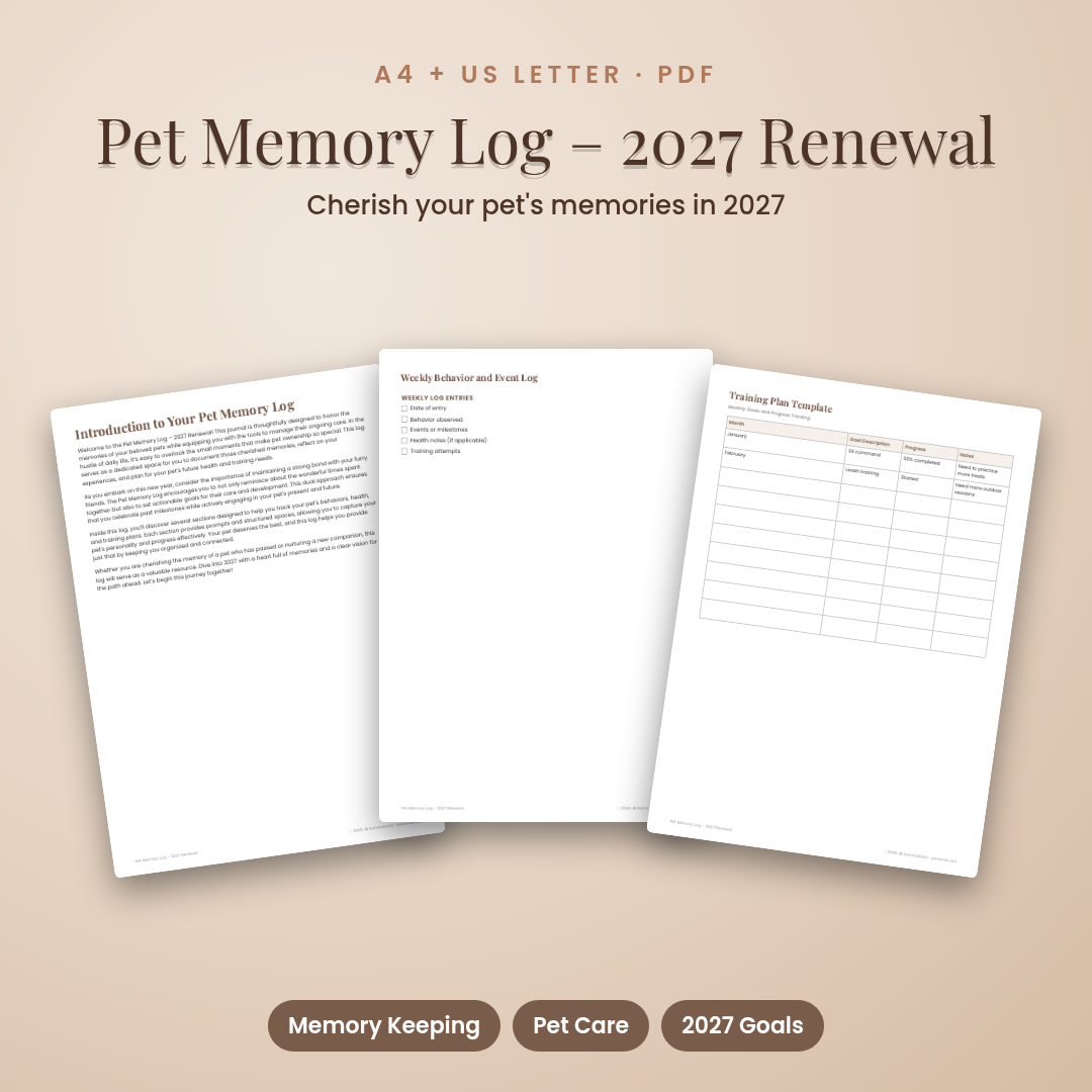 Pet Memory Log – 2027 Renewal
