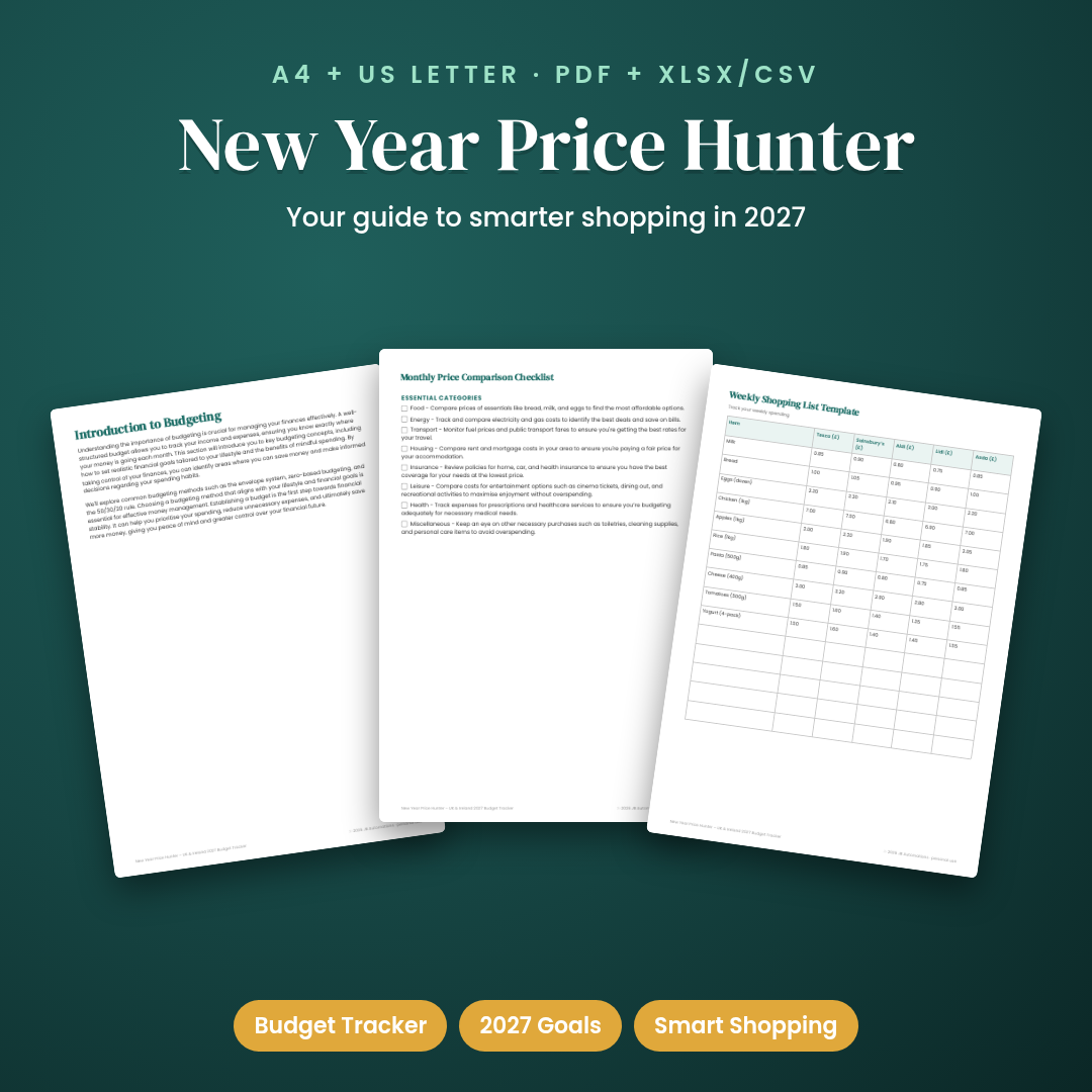 New Year Price Hunter – UK & Ireland 2027 Budget Tracker