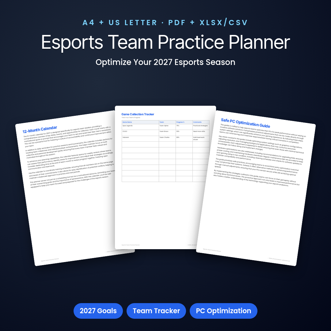 Esports Team Practice Planner