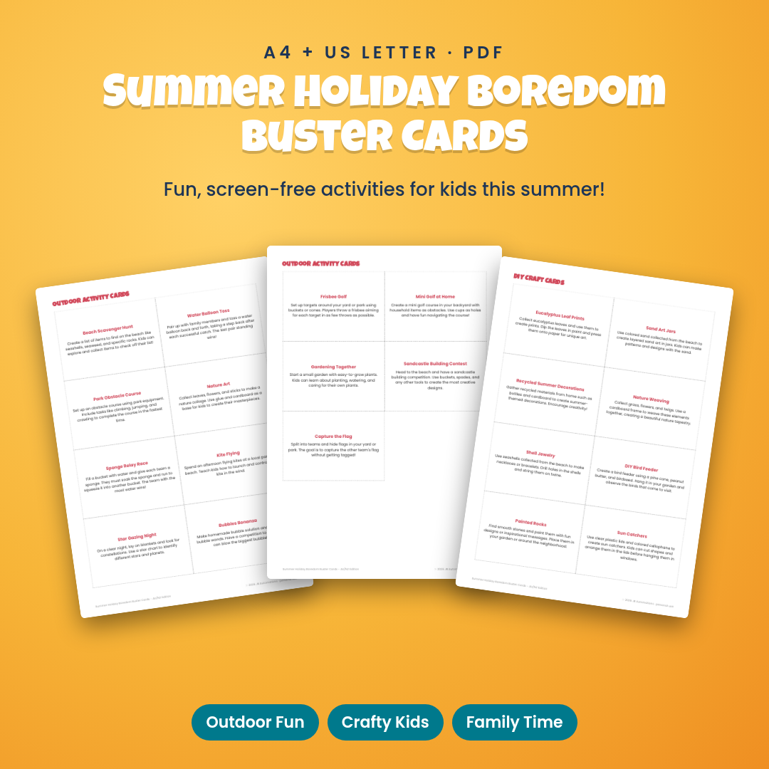 Summer Holiday Boredom Buster Cards - AU/NZ Edition