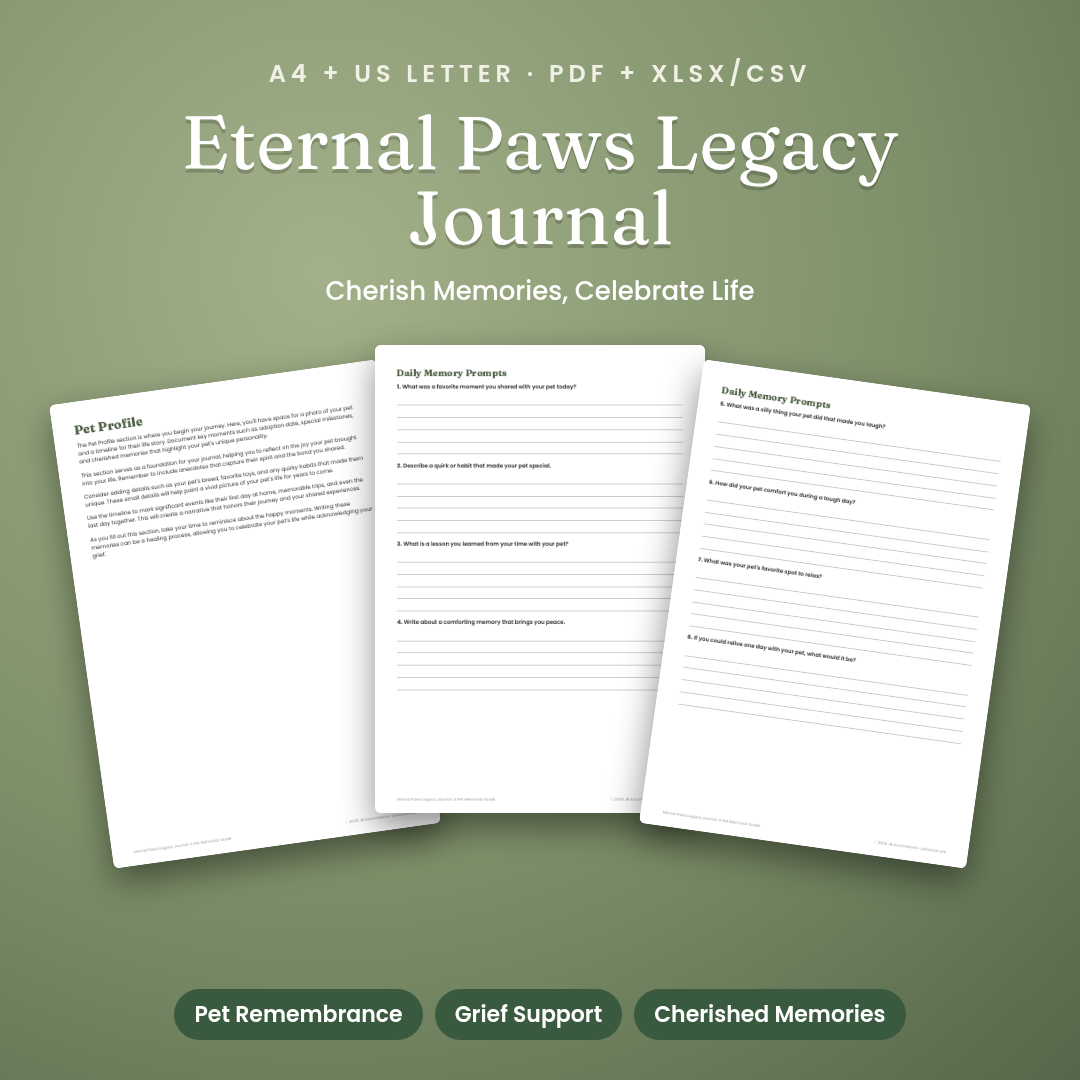 Eternal Paws Legacy Journal: A Pet Memorial Guide