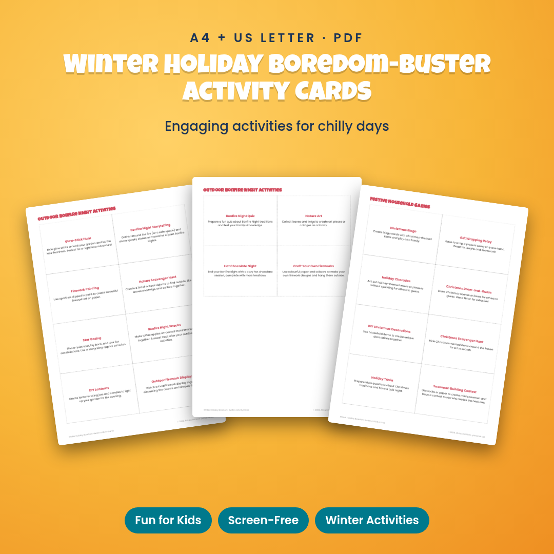 Winter Holiday Boredom-Buster Activity Cards