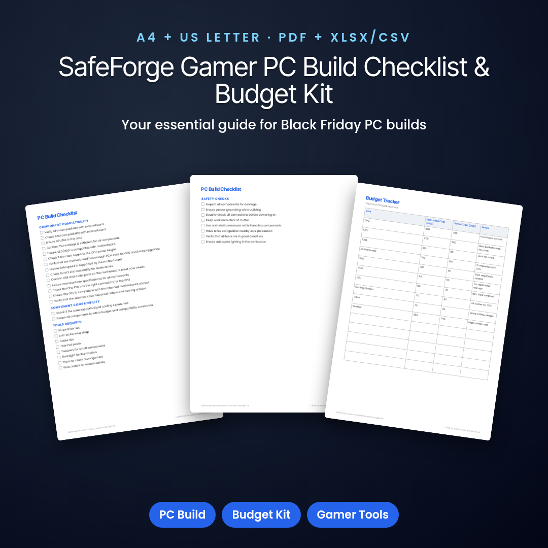 SafeForge Gamer PC Build Checklist & Budget Kit