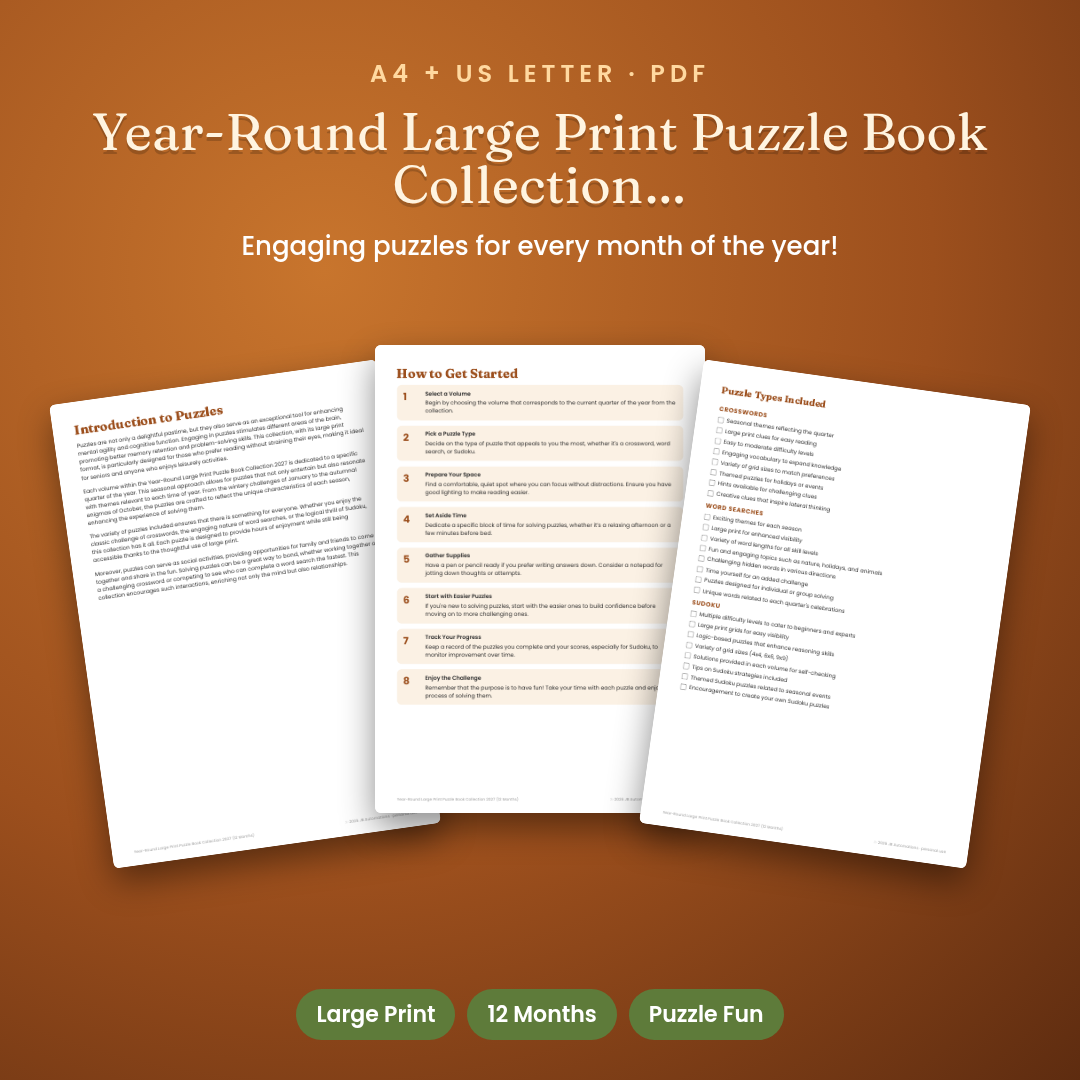 Year-Round Large Print Puzzle Book Collection 2027 (12 Months)