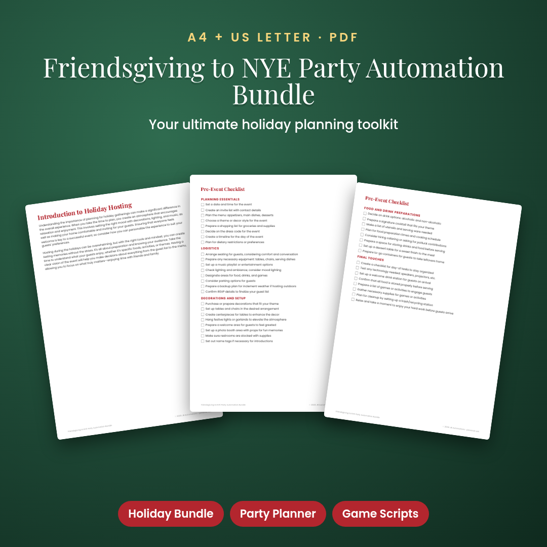 Friendsgiving to NYE Party Automation Bundle