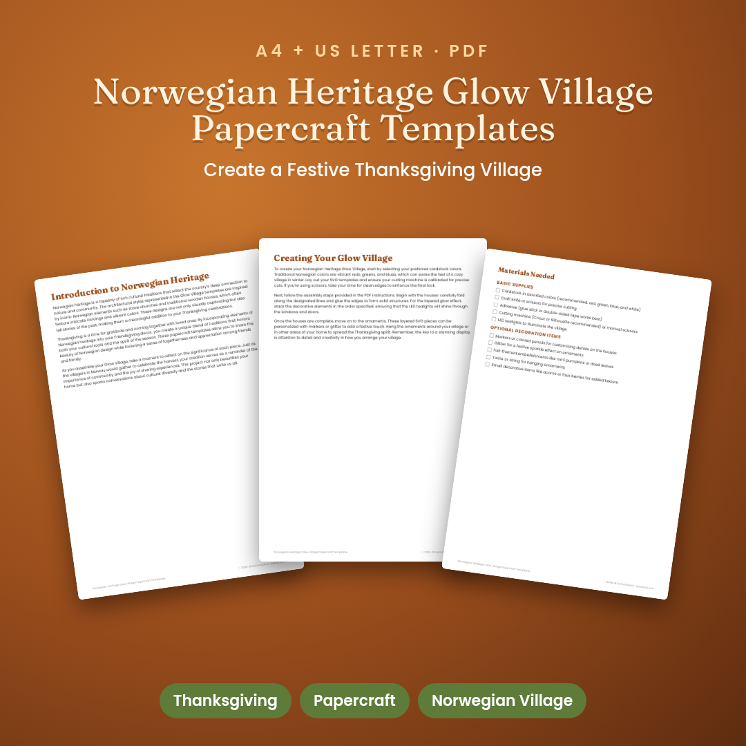 Norwegian Heritage Glow Village Papercraft Templates