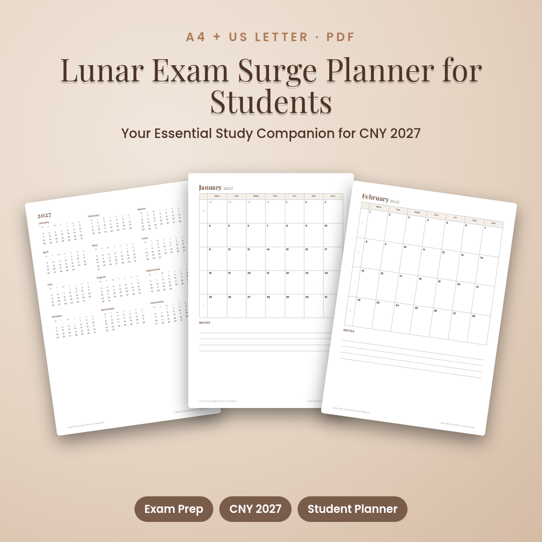 Lunar Exam Surge Planner for Students