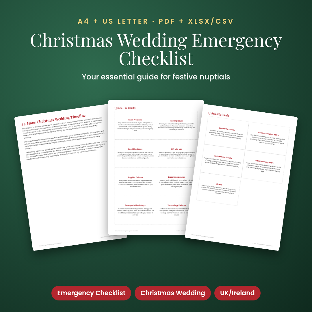 Christmas Wedding Emergency Checklist