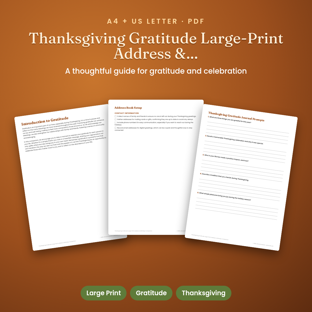 Thanksgiving Gratitude Large-Print Address &amp; Birthday Companion