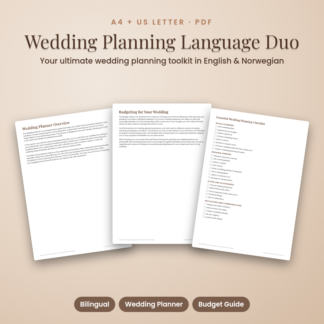 Wedding Planning Language Duo: Bilingual Planner &amp; Budget