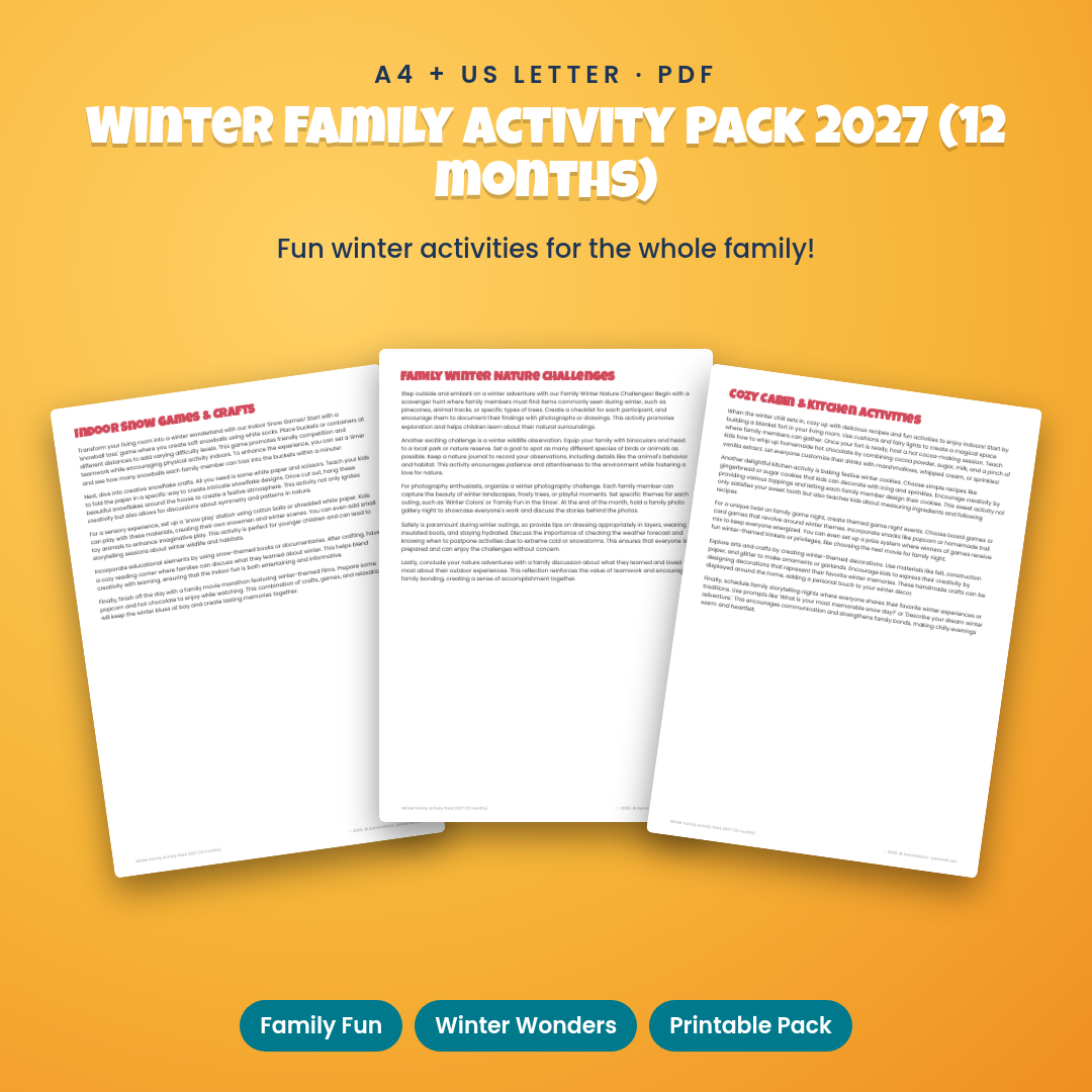 Winter Family Activity Pack 2027 (12 months)