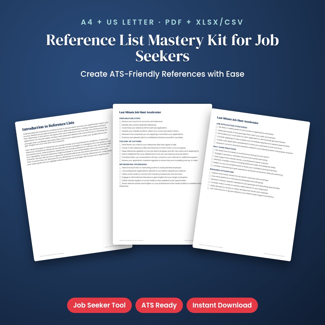 Reference List Mastery Kit for Job Seekers