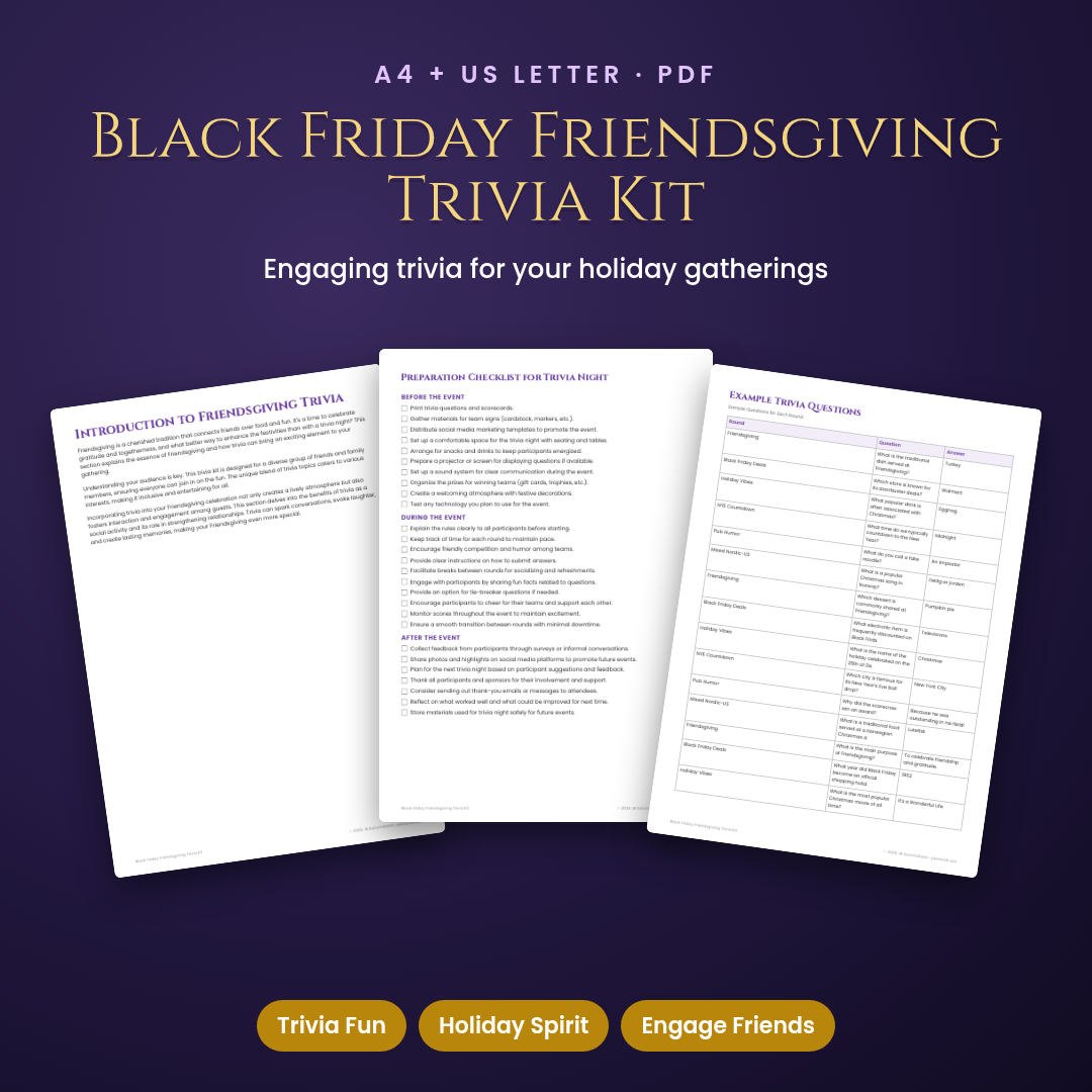 Black Friday Friendsgiving Trivia Kit