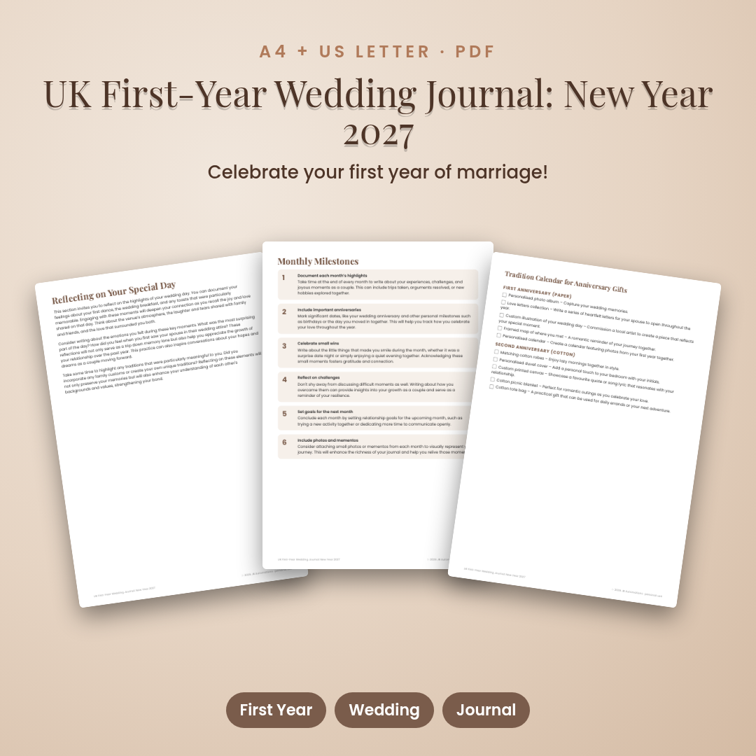 UK First-Year Wedding Journal: New Year 2027