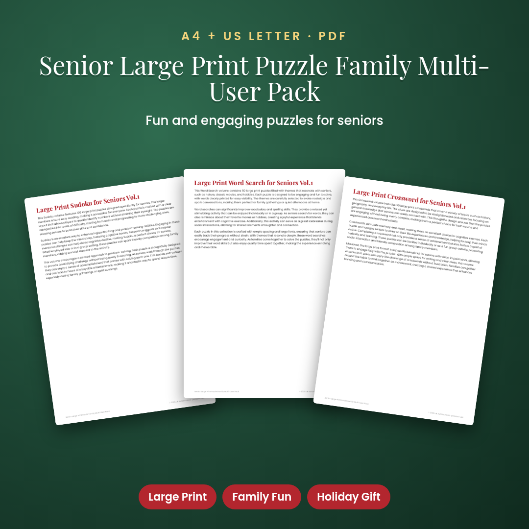Senior Large Print Puzzle Family Multi-User Pack