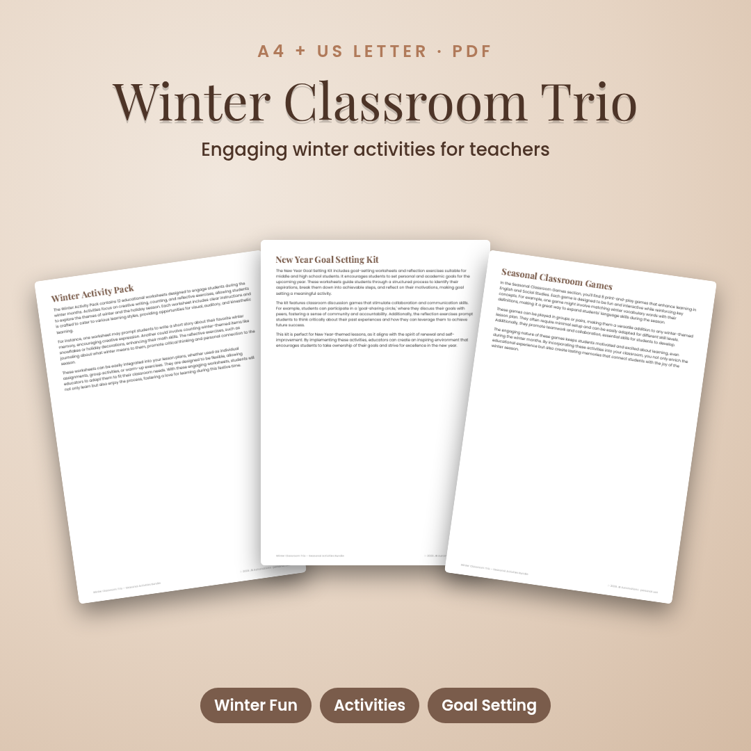 Winter Classroom Trio – Seasonal Activities Bundle