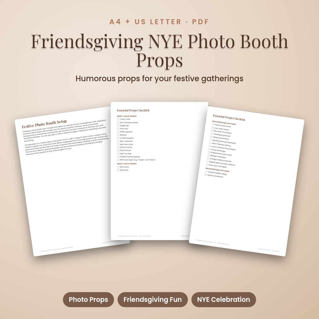 Friendsgiving NYE Photo Booth Props – Black Friday 2026 Kit