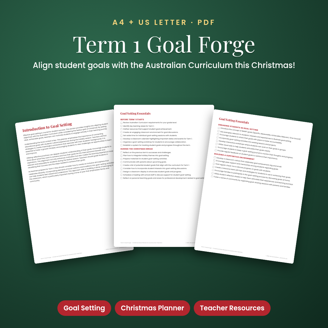 Term 1 Goal Forge – Christmas Reset Planner for Aussie &amp; Kiwi Teachers