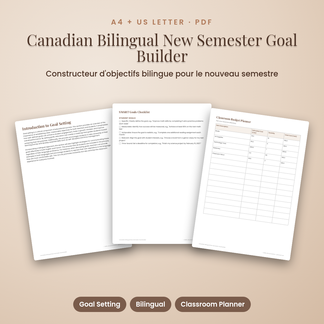 Canadian Bilingual New Semester Goal Builder