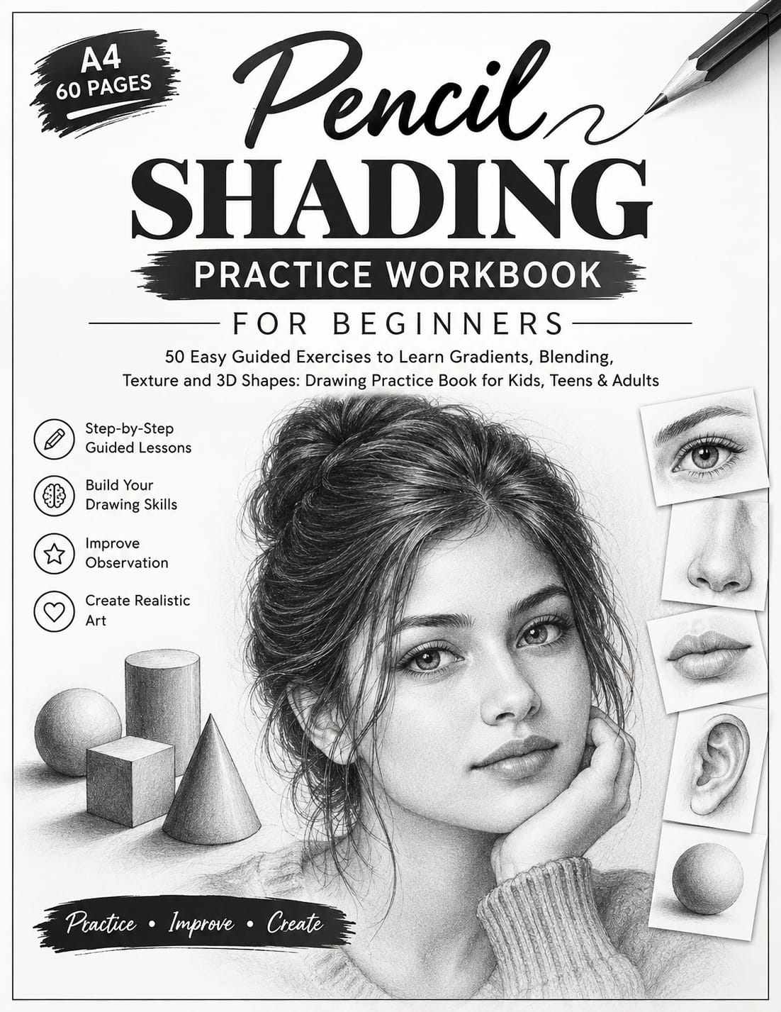 PencilDrawing #RealisticPortraitDrawing #DrawingWorkbook #DrawingForBeginners #LearnToDraw #PencilSketching #PortraitDrawing #RealisticDrawing #GraphiteDrawing #PencilShading #DrawingTutorial #SketchingForBeginners #EyeDrawing #LipDrawing #FaceDrawing #ShadingTechniques #ArtPractice #DrawingSkills #ArtWorkbook #LearnPencilDrawing #PortraitArt #SketchbookPractice #ArtLovers #DrawingBook #AmazonKDP #KDPBooks #ArtEducation #CreativeHobbies #GiftForArtists #BeginnerArtist
