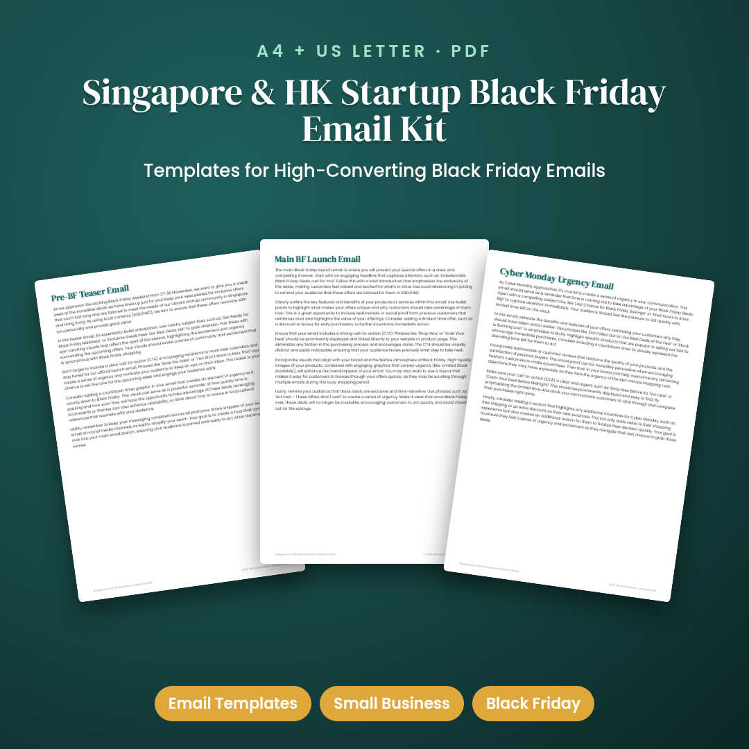 Singapore &amp; HK Startup Black Friday Email Kit