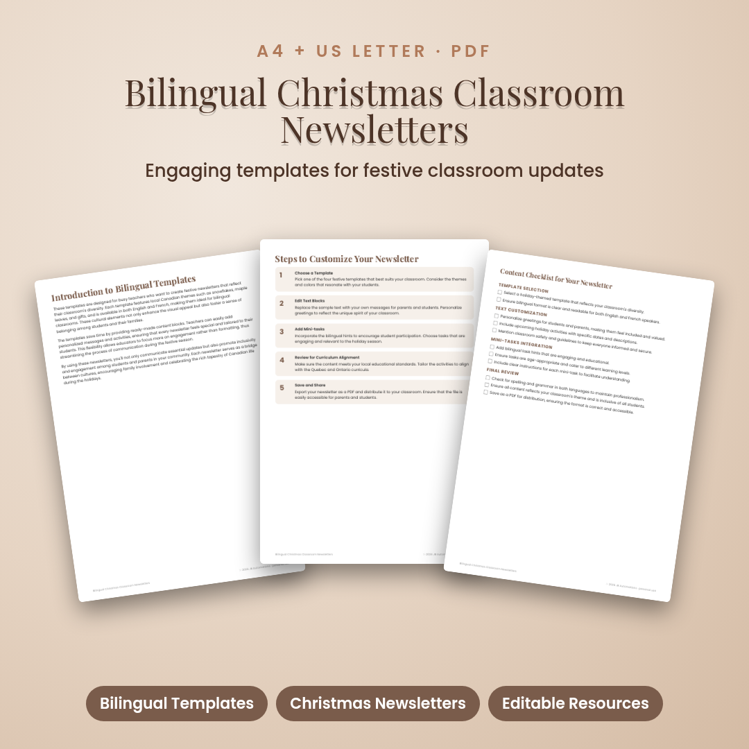 Bilingual Christmas Classroom Newsletters