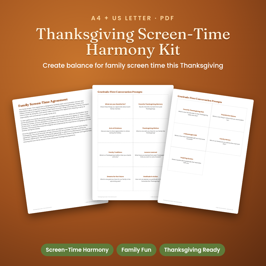 Thanksgiving Screen-Time Harmony Kit