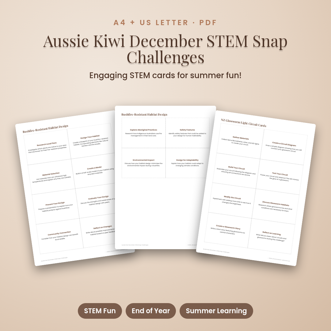 Aussie Kiwi December STEM Snap Challenges