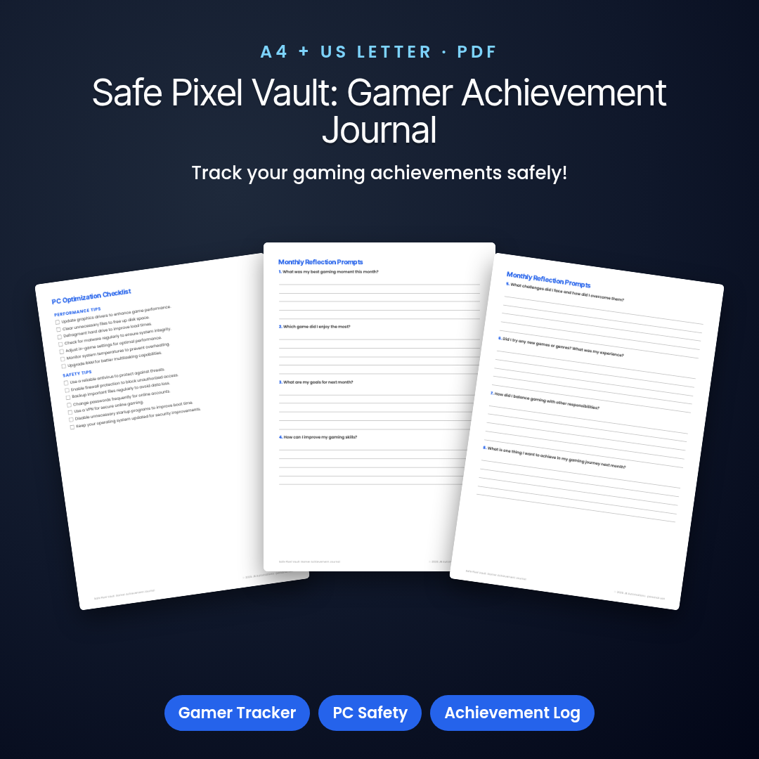 Safe Pixel Vault: Gamer Achievement Journal