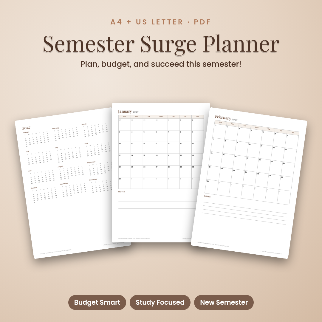 Semester Surge Planner: Your Ultimate Study Organizer