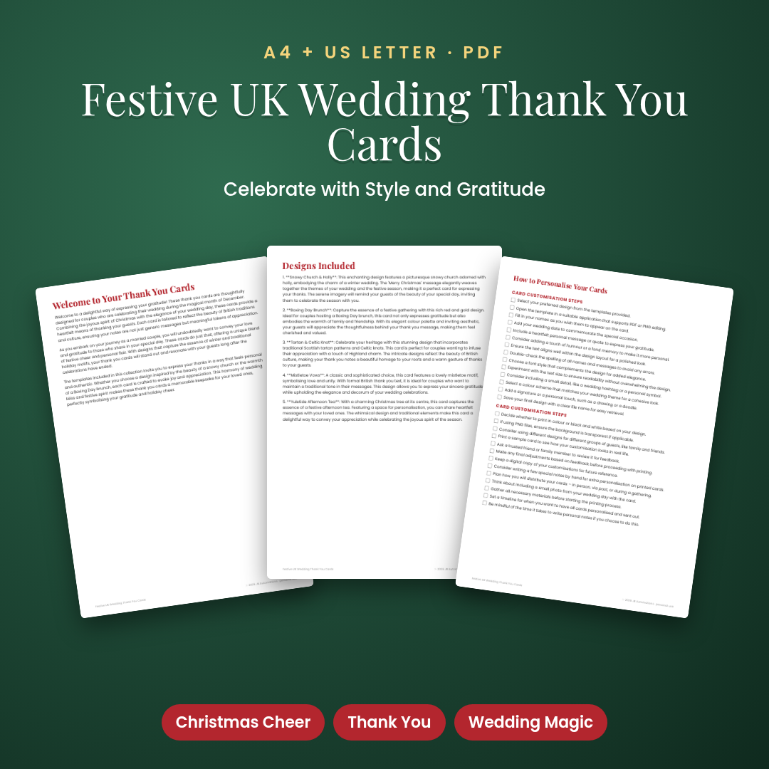 Festive UK Wedding Thank You Cards
